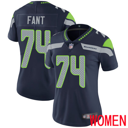 Seattle Seahawks Limited Navy Blue Women George Fant Home Jersey NFL Football #74 Vapor Untouchable